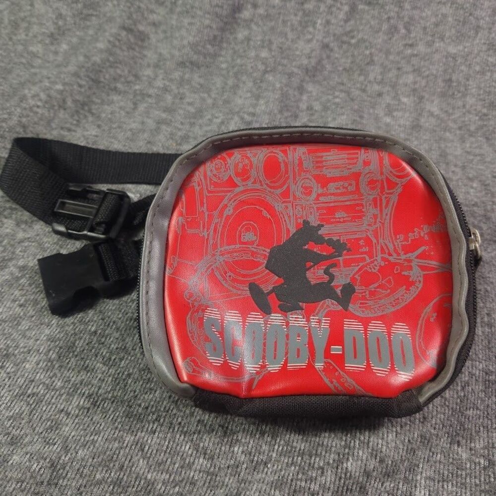 Vintage Scooby Doo Disc Man CD Holder Bag Fanny Pack Cartoon Black Red Gray Rock